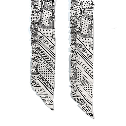 Hermes Silk Eperon d'Or Bandana Ruffle Twilly White Black 2 of 4