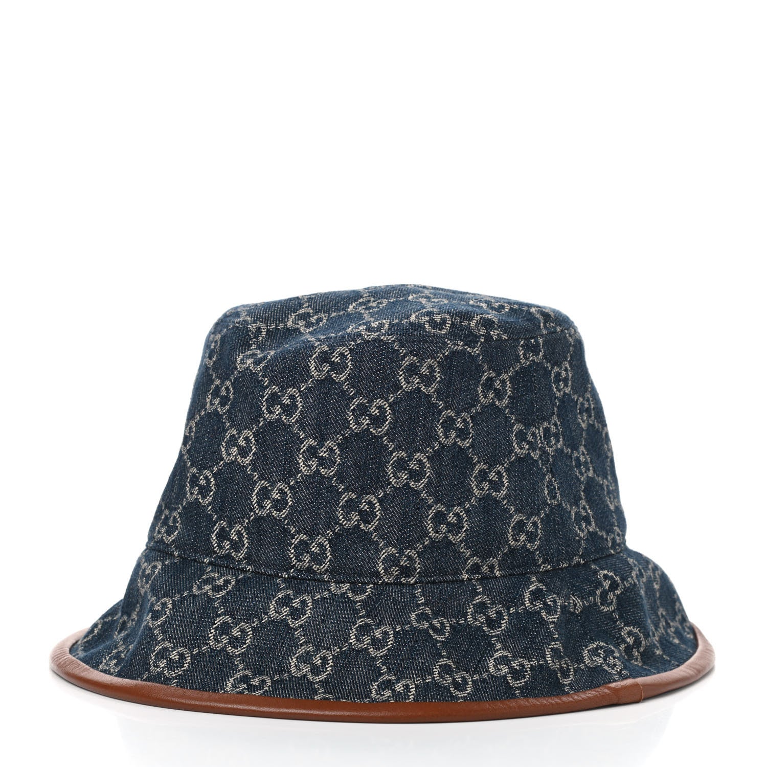 Gucci Washed Jacquard Denim Nappa GG Monogram Oscar Bucket Hat L Denim Cuir 3 of 6