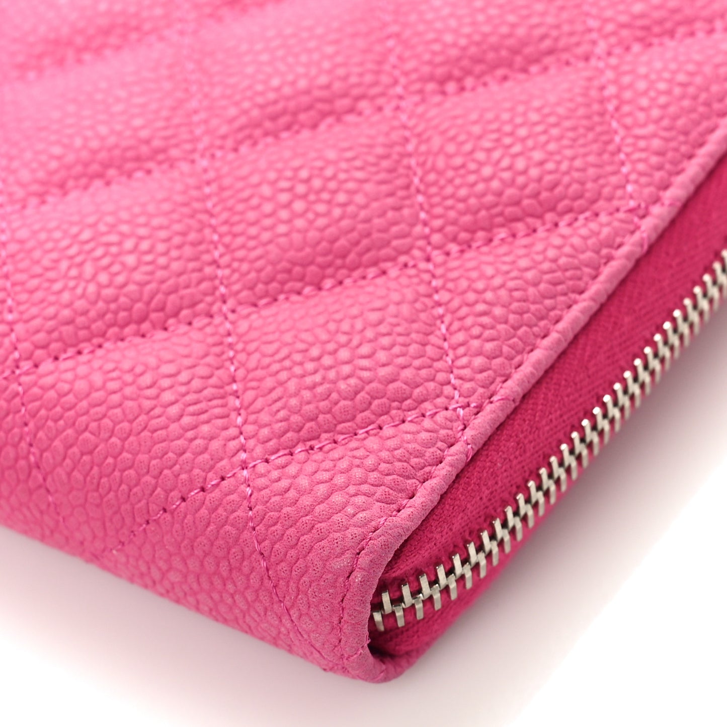 Caviar Quilted Large Gusset Zip Around Wallet Pink