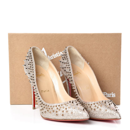 Christian Louboutin Glitter Studded Escarpic 100 Pumps 36.5 Colombe Metal 8 of 8