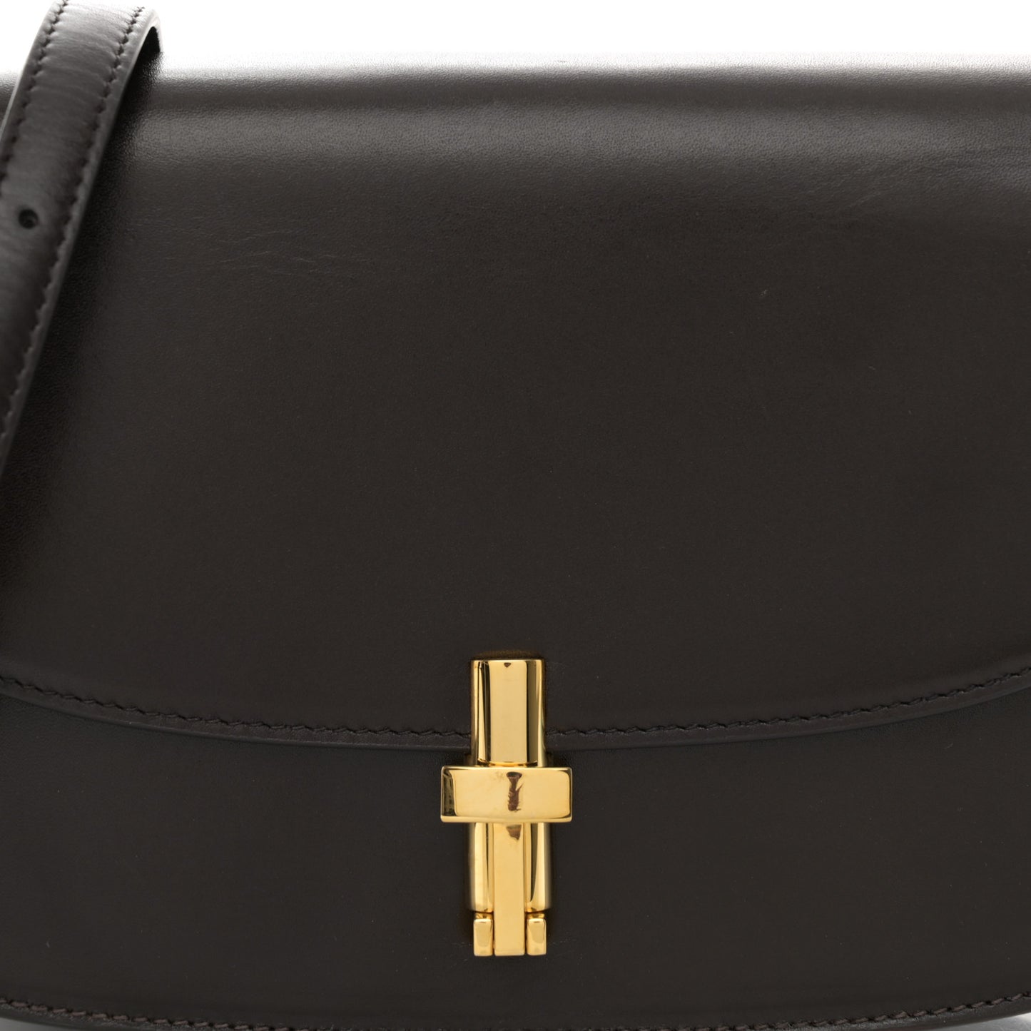 Sleek Calfskin The Sofia 8.75 Crossbody Dark Brown