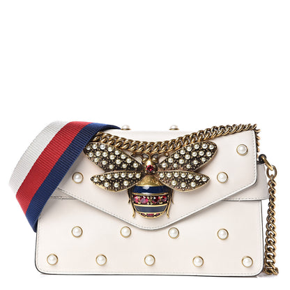 Gucci Nappa Pearl Studded Mini Queen Margaret Broadway Shoulder Bag Mystic White 1 of 15