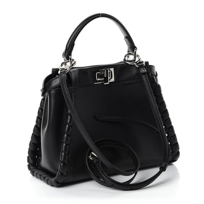 Fendi Nappa Lace Up Mini Peekaboo Iconic Satchel Black 3 of 12