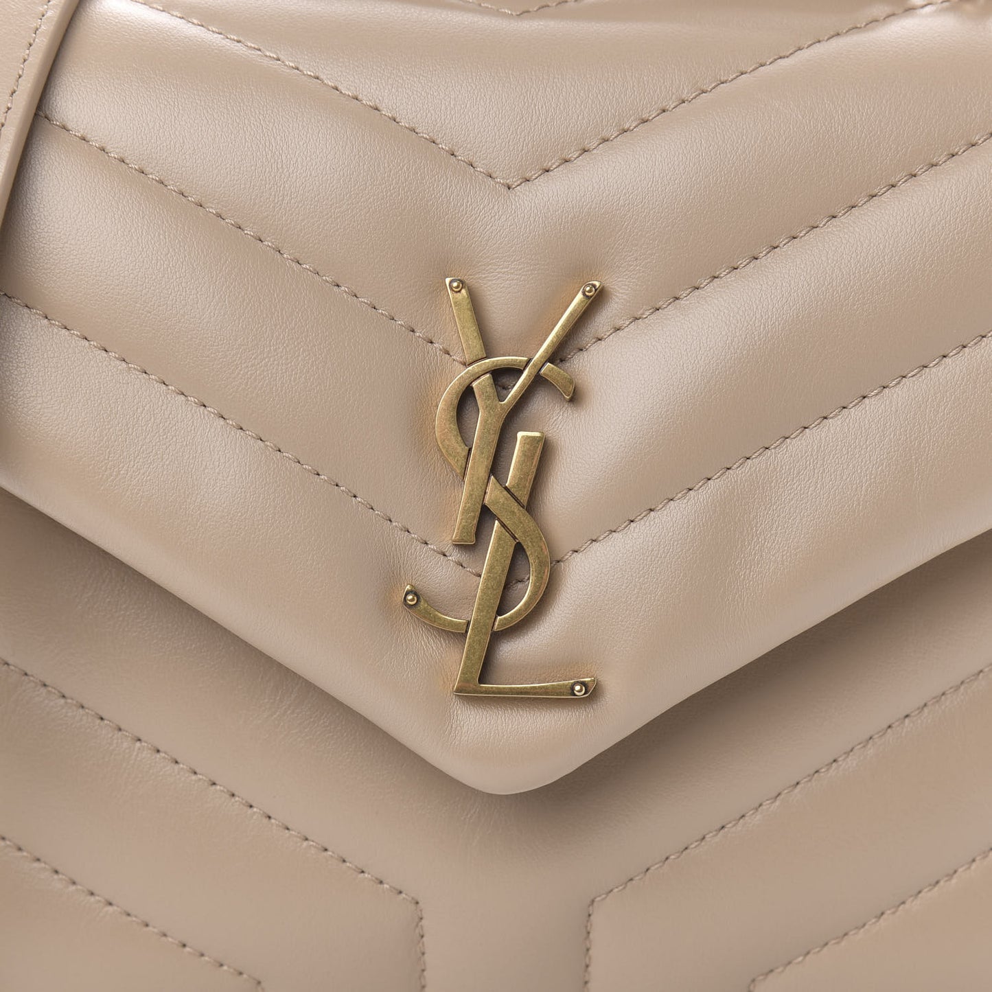 Calfskin Y Quilted Monogram Small Loulou Chain Satchel Dark Beige