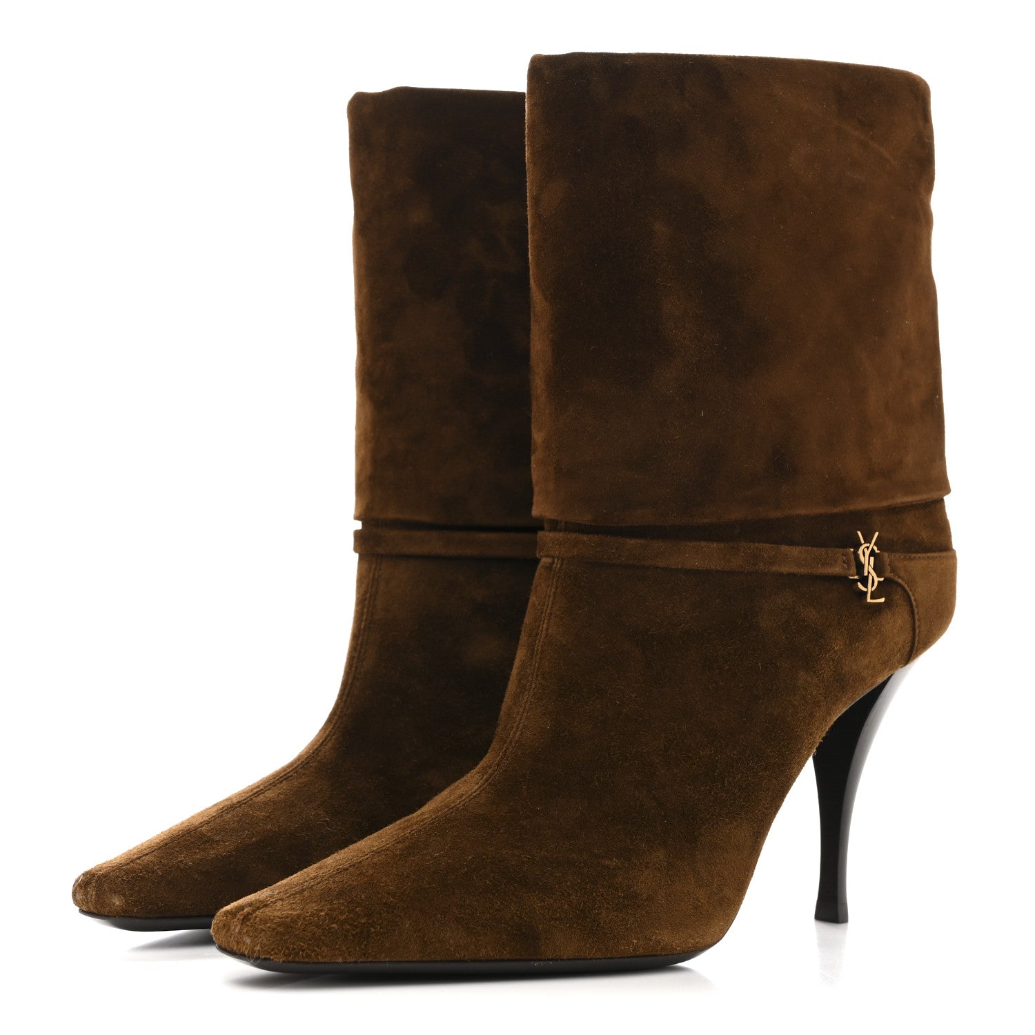 Saint Laurent Suede Vicky 90 Booties 38.5 Land 4 of 9
