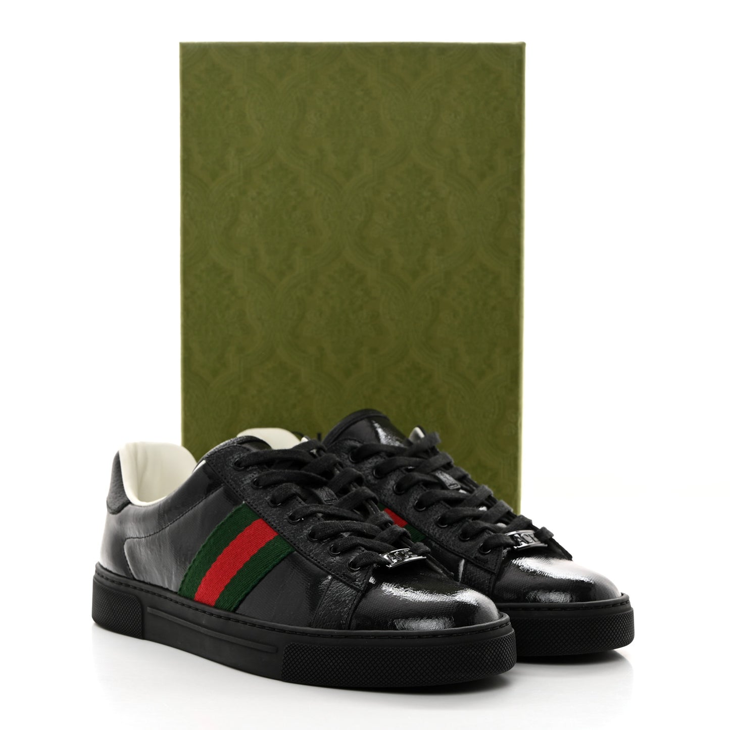 Crystal GG Monogram Web Womens New Ace Sneakers 38 Black