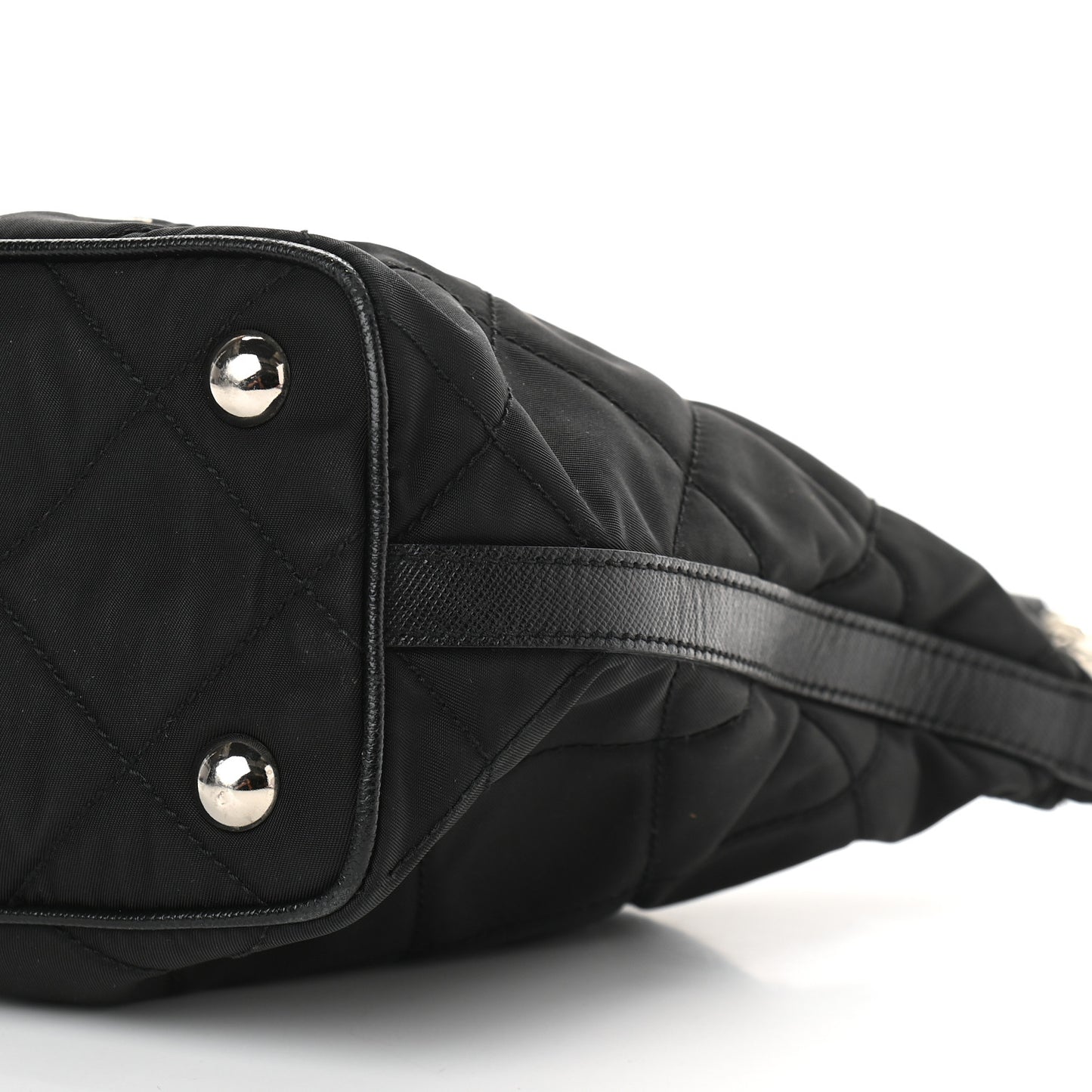 Tessuto Nylon Quilted Saffiano Shoulder Bag Black