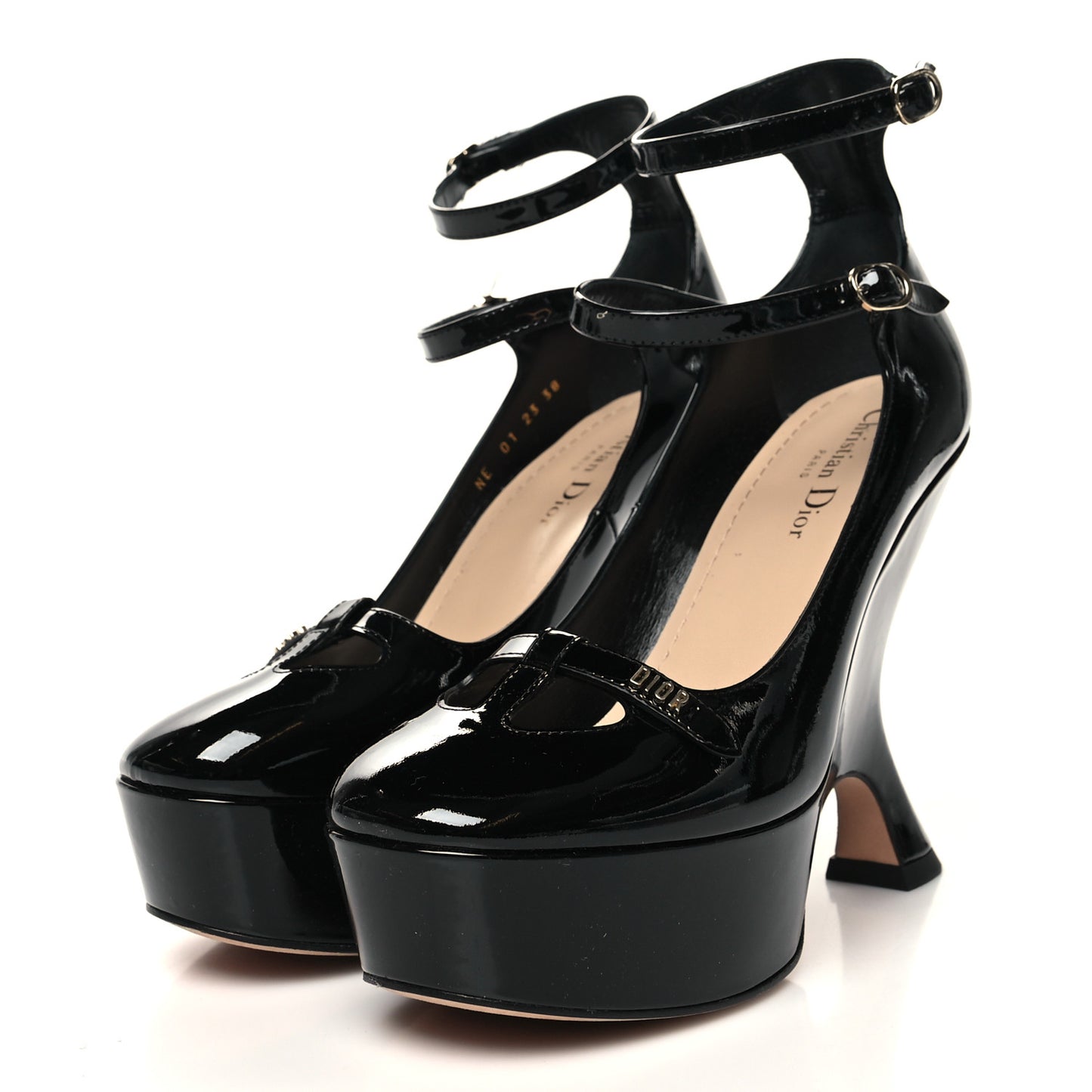 Patent Calfskin Aime Ankle Sandals 38 Black