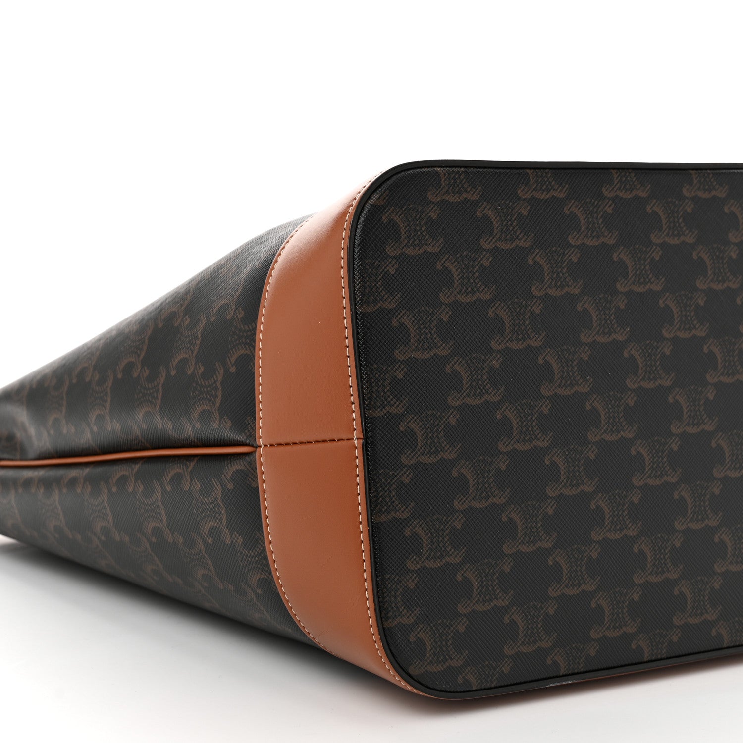 Celine Triomphe Canvas Calfskin Medium Bucket Bag Tan 9 of 10