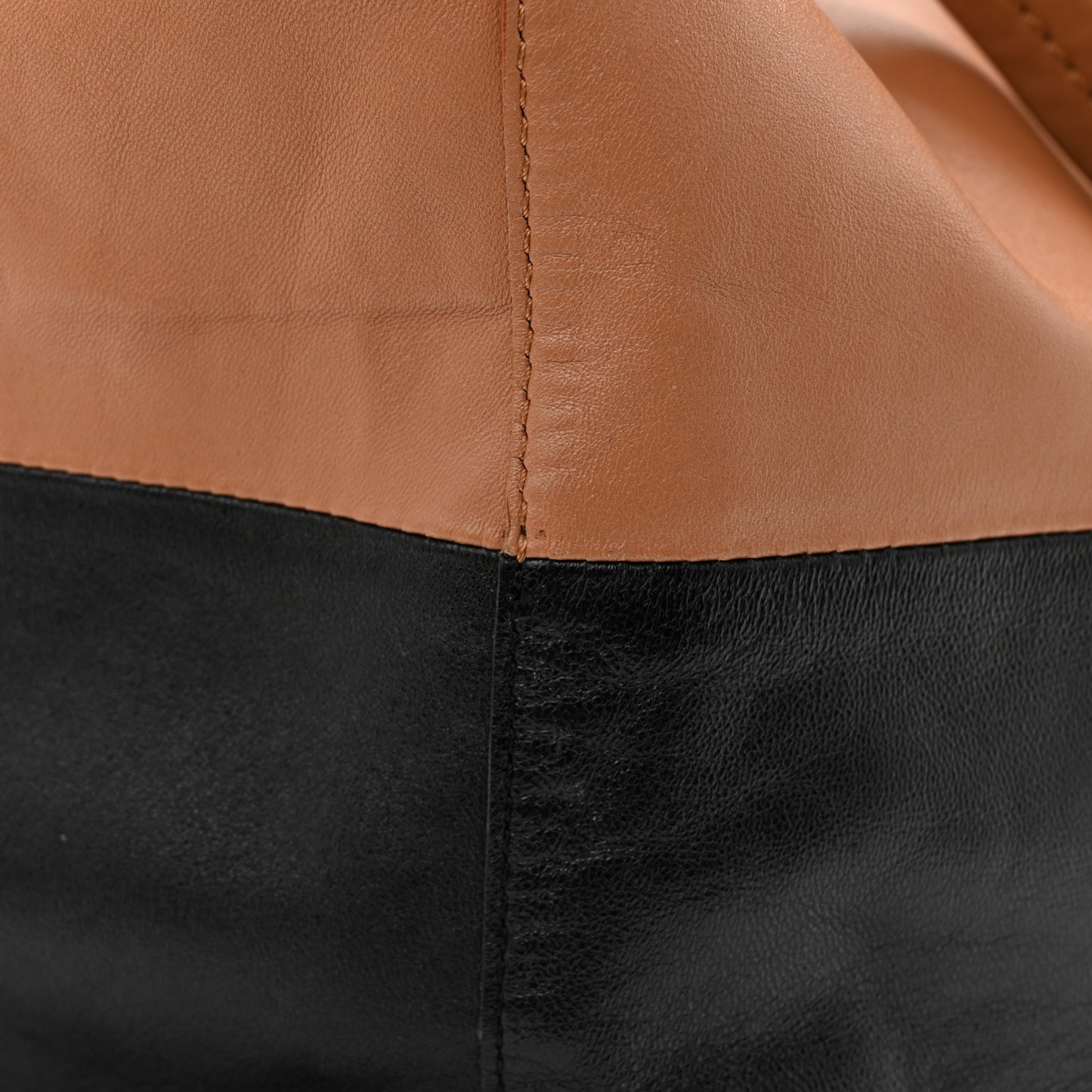 Lambskin Horizontal Bicolor Cabas Camel Black