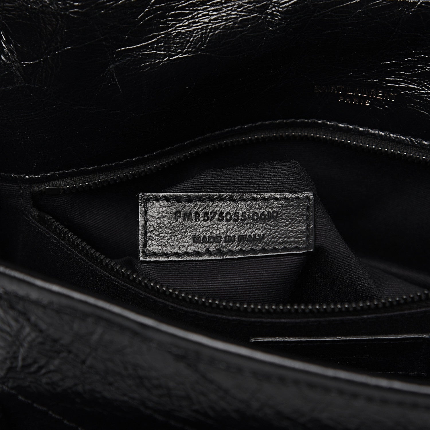 Saint Laurent Crinkled Calfskin Matelasse Monogram Medium Niki Chain Satchel Black 5 of 9