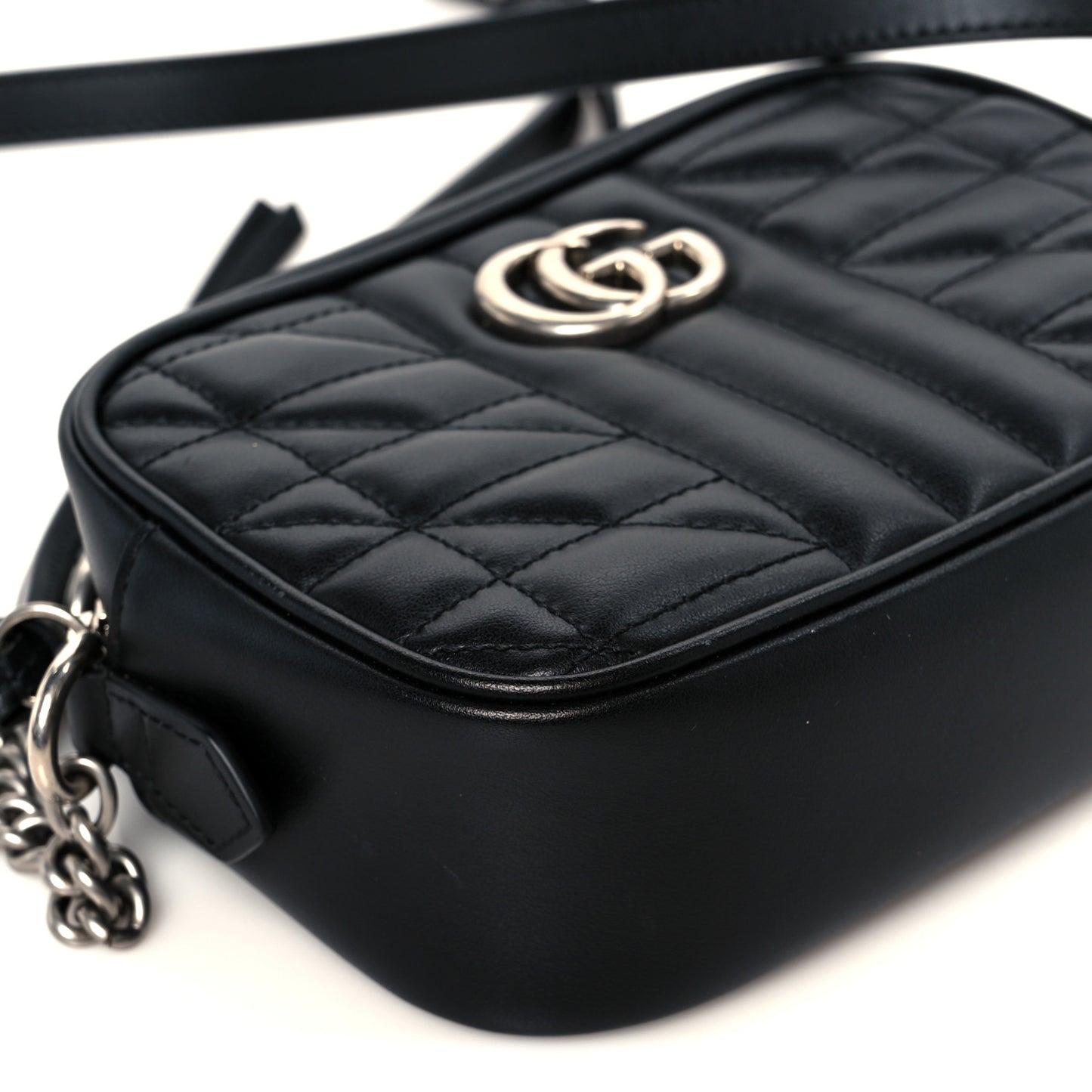 Calfskin Matelasse Aria Mini GG Marmont Chain Shoulder Bag Black