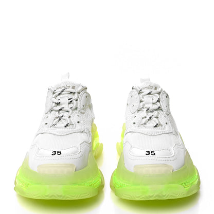 Balenciaga Fabric Mesh Clear Sole Fluo Womens Triple S Sneakers 35 White Fluo Yellow 2 of 8