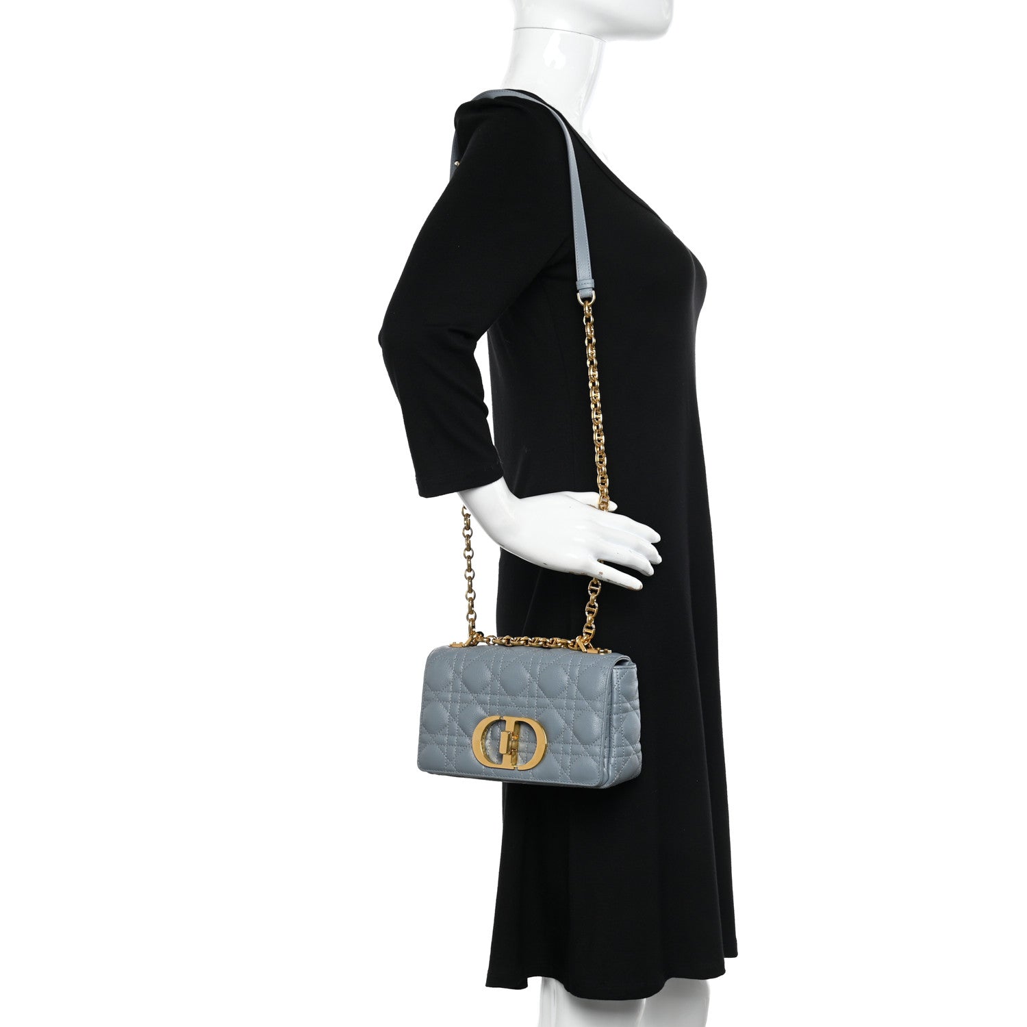 Christian Dior Calfskin Cannage Small Caro Bag Cloud Blue 2 of 10