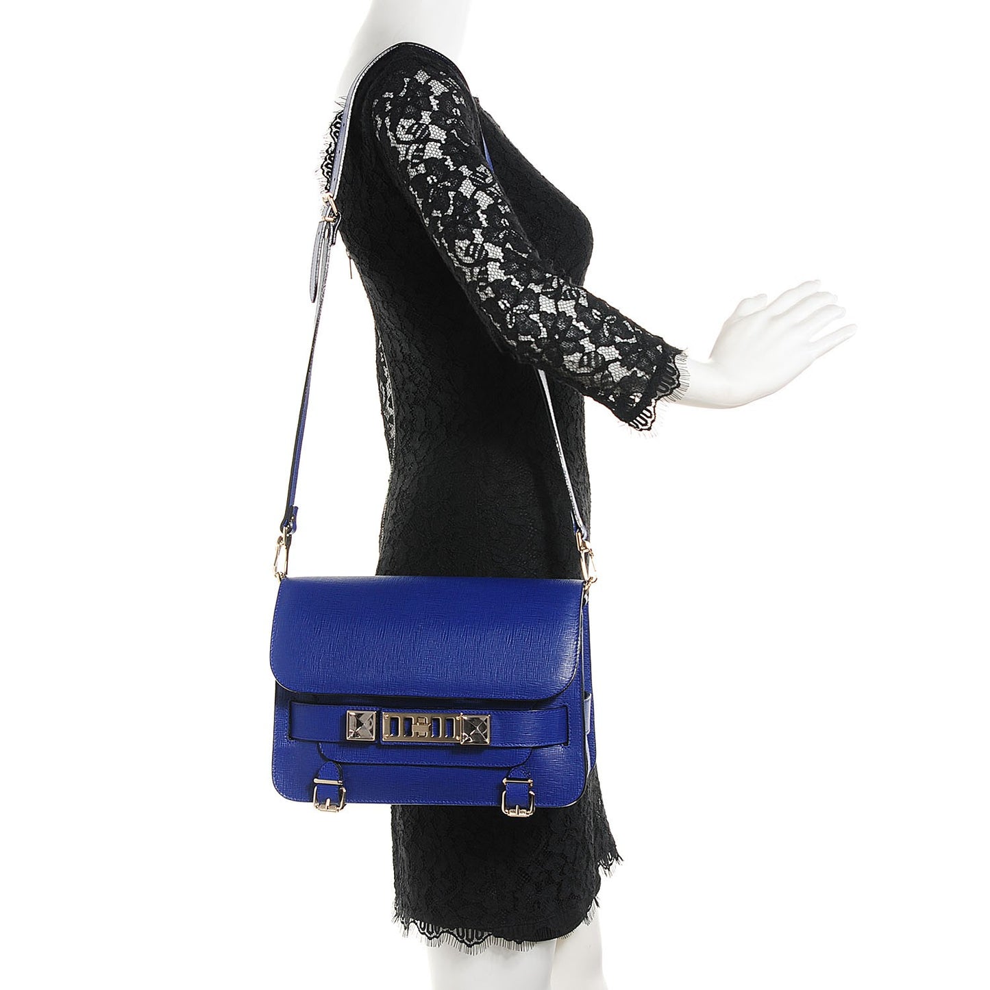 Textured Leather Mini PS11 Classic Shoulder Bag Ultramarine