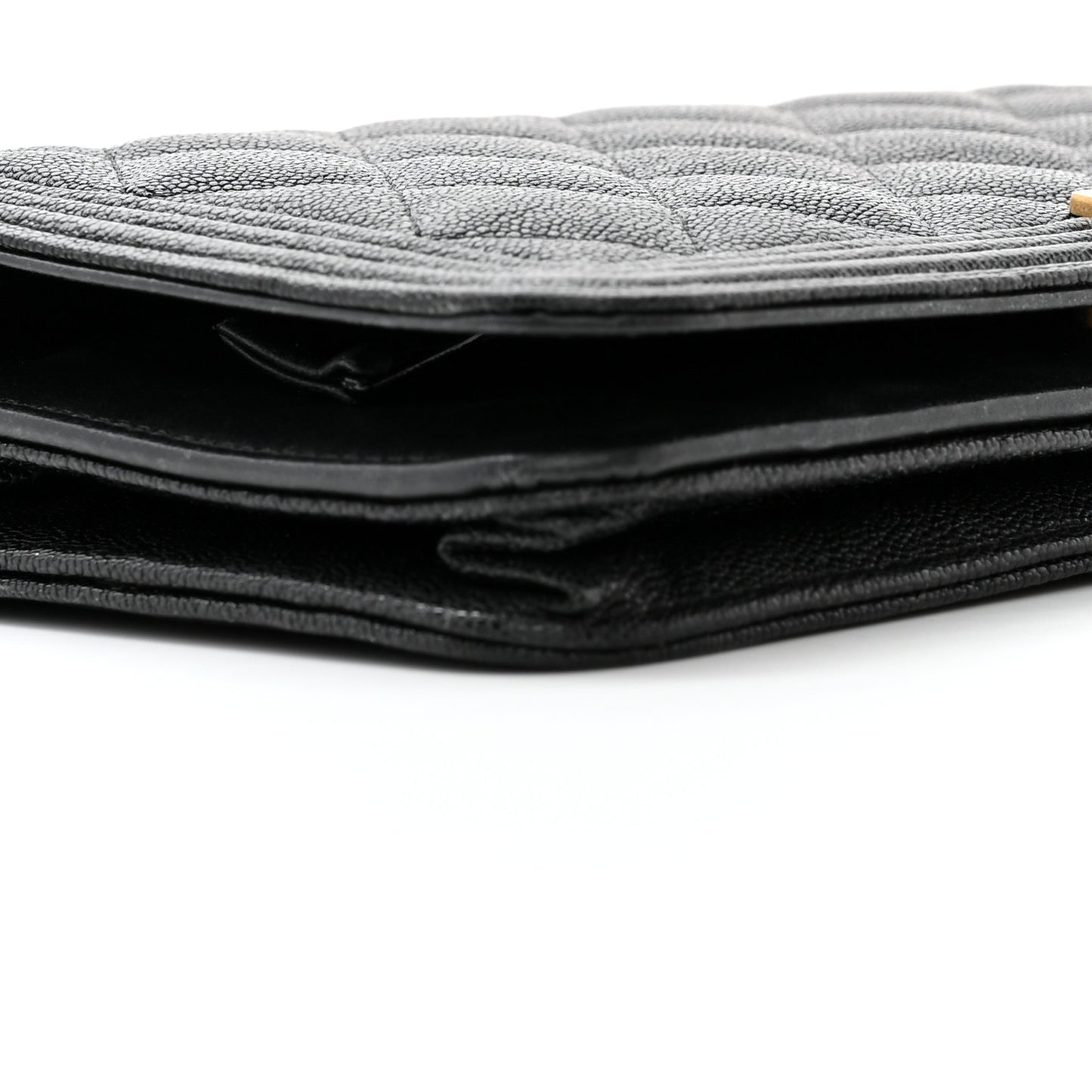 Caviar Quilted Boy Wallet On Chain WOC Black