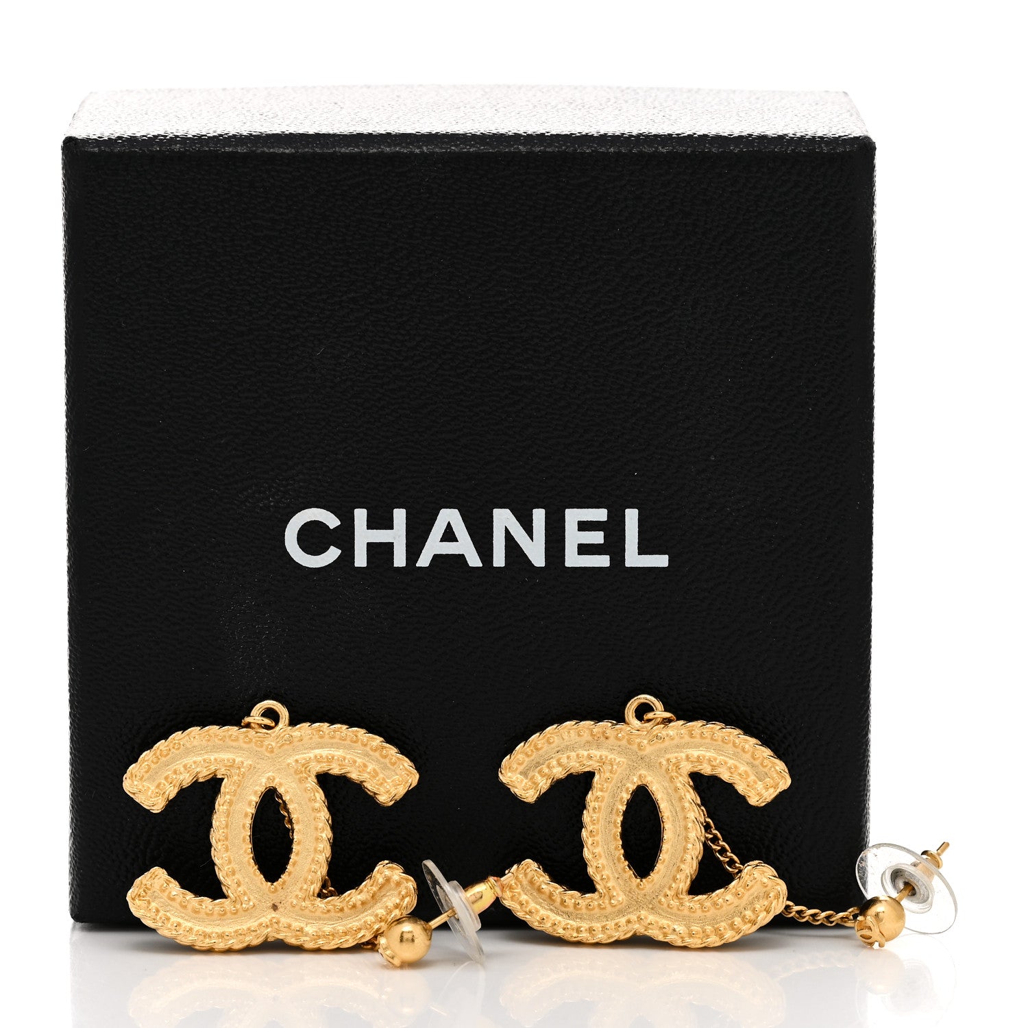 Chanel CC Drop Earrings Matte Gold 6 of 6
