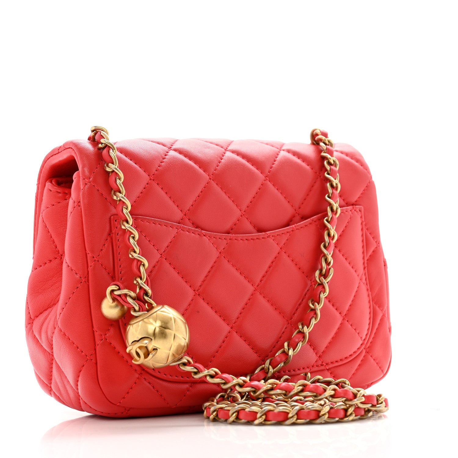 Chanel Lambskin Quilted Mini Pearl Crush Flap Red 1686629
