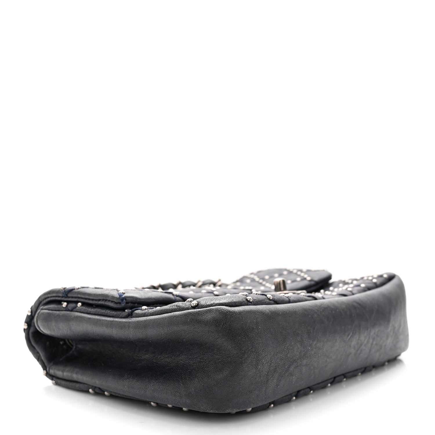 Chanel Washed Lambskin Studded Metal Beauty Flap Navy 4 of 11
