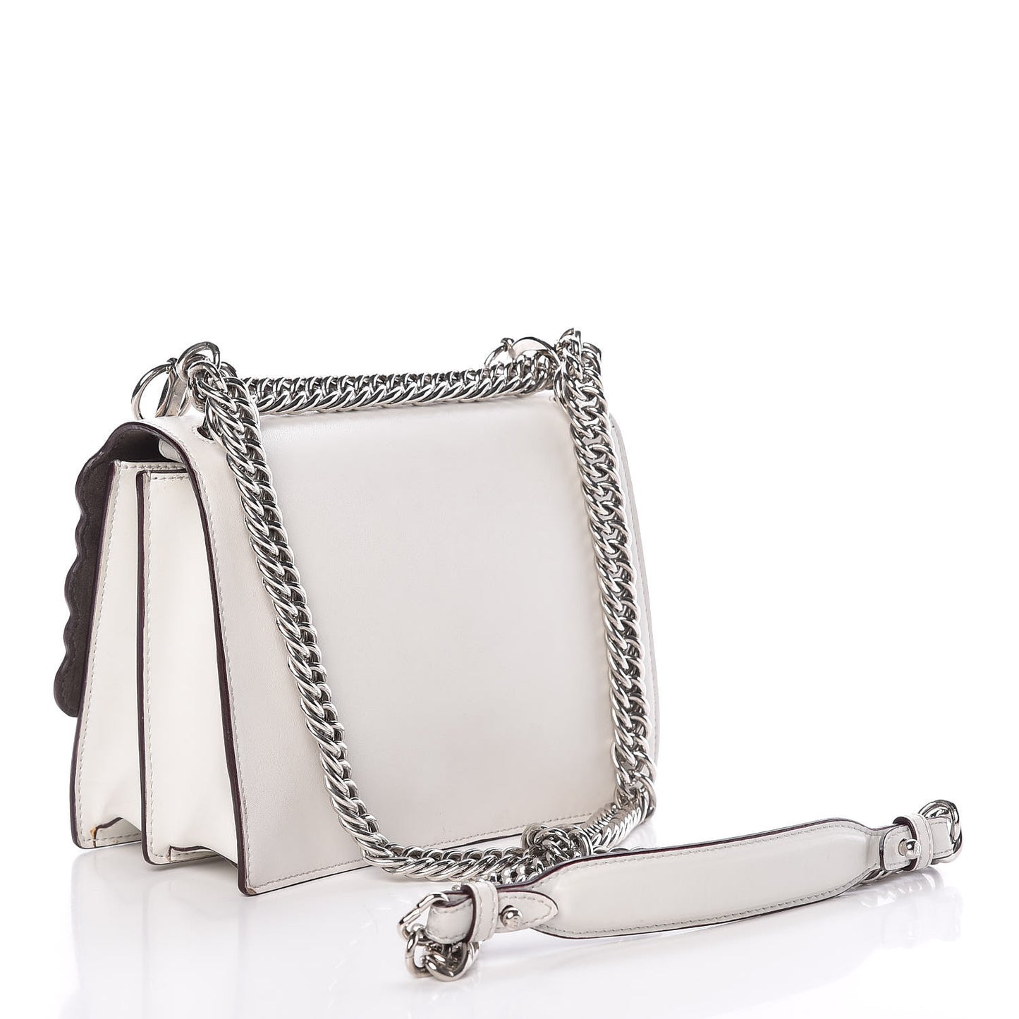 Vitello Liberty Scalloped Multi Studded Small Kan I Shoulder Bag White Ice Multicolor