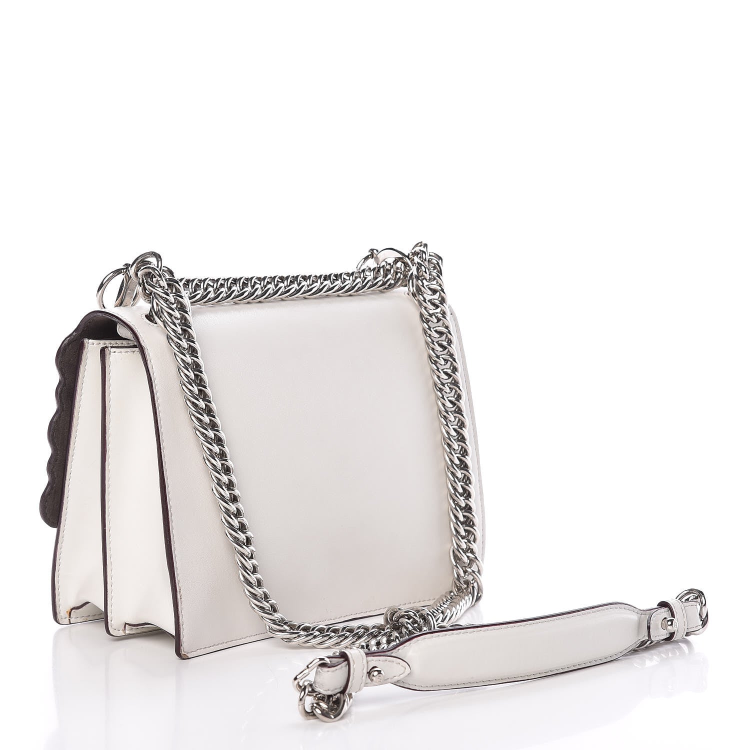 Fendi Vitello Liberty Scalloped Multi Studded Small Kan I Shoulder Bag White Ice Multicolor 3 of 13