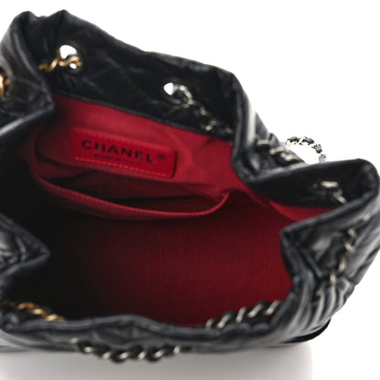 Chanel Aged Calfskin Chevron Quilted Small Gabrielle Backpack Black 5 of 10