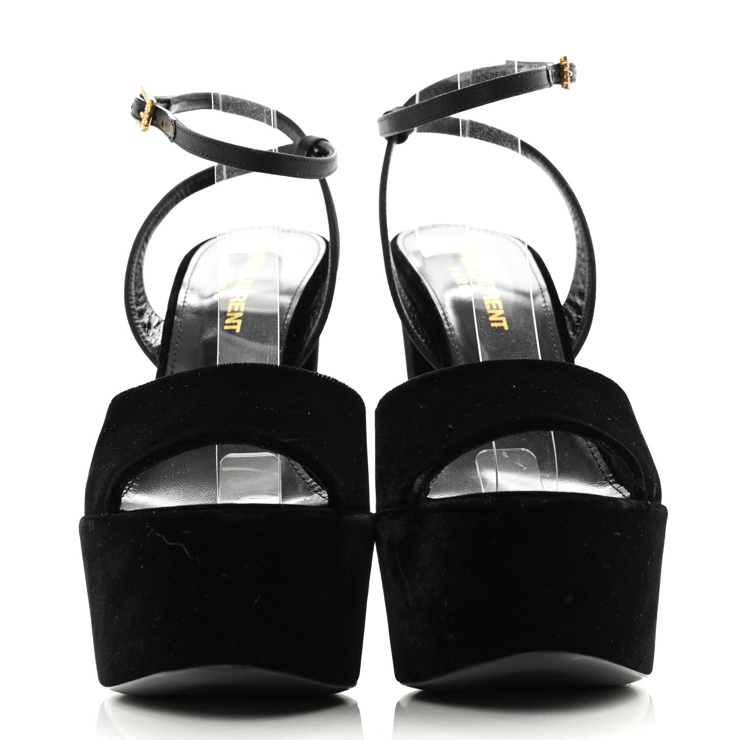 Saint Laurent Velvet Jodie Platform Sandals 36 Black 2 of 14