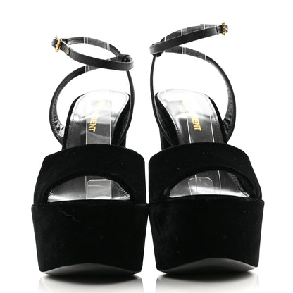 Saint Laurent Velvet Jodie Platform Sandals 36 Black 2 of 14