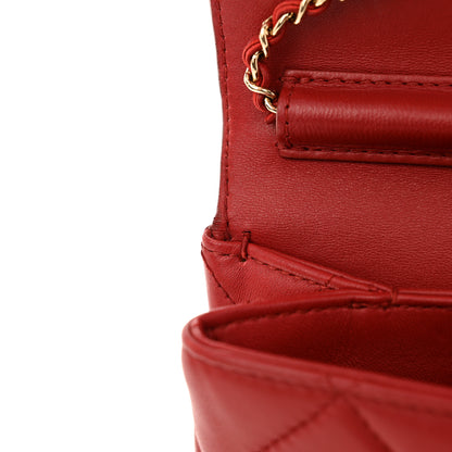 Chanel Lambskin Quilted Retro Label Clutch Red 12 of 14