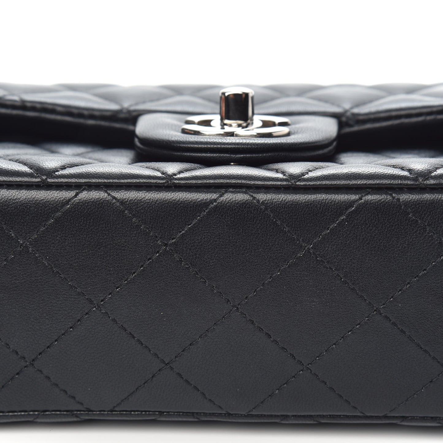 Lambskin Quilted Mini Rectangular Flap Black