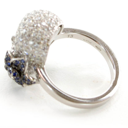 Gucci 18K White Gold Diamond Sapphire Skull Ring 13 US 7 6 of 7