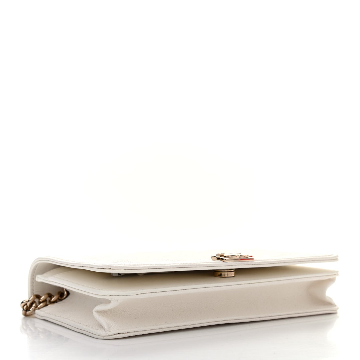 Caviar Quilted Boy Wallet On Chain WOC White