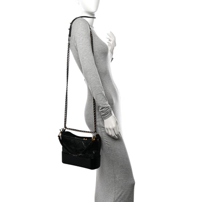 Chanel Aged Smooth Calfskin Quilted Medium Gabrielle Logo Hobo Black 2 of 10