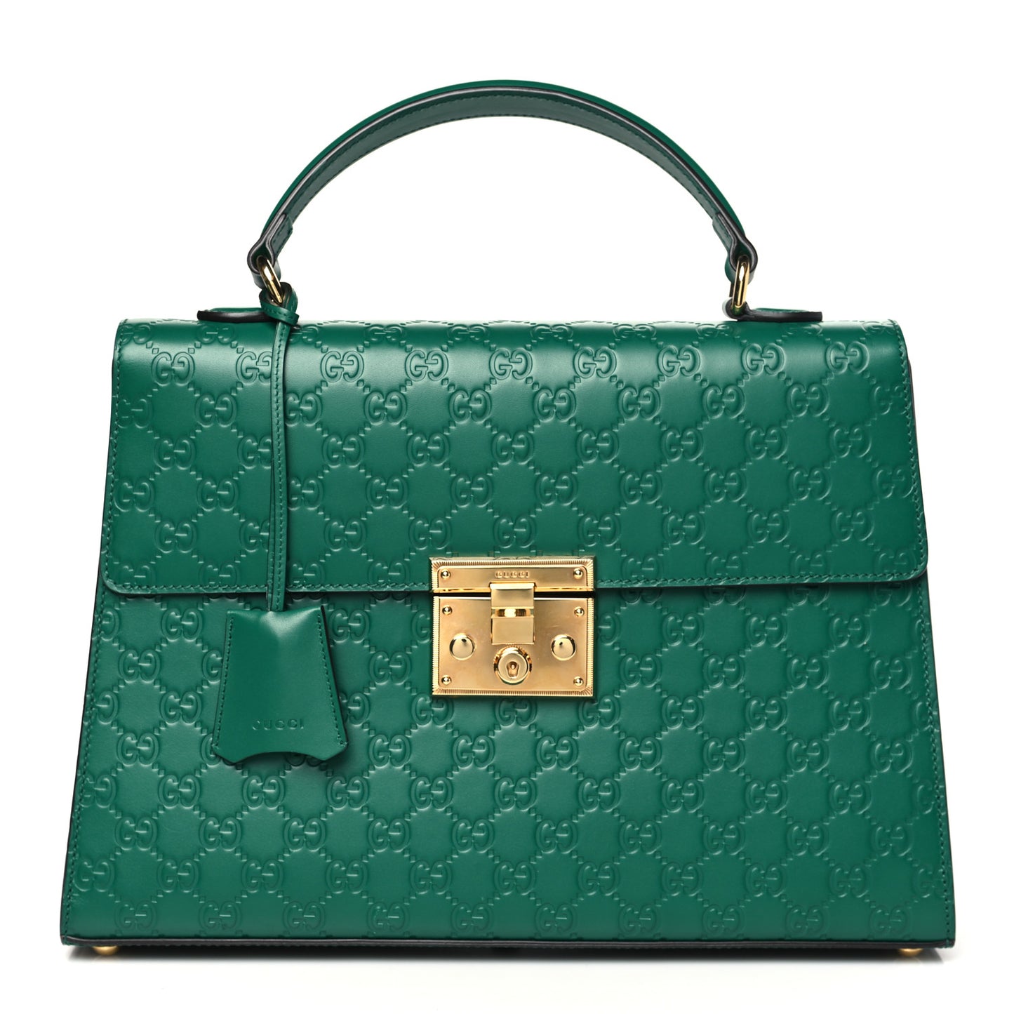 Guccissima Signature Medium Padlock Top Handle Bag Emerald