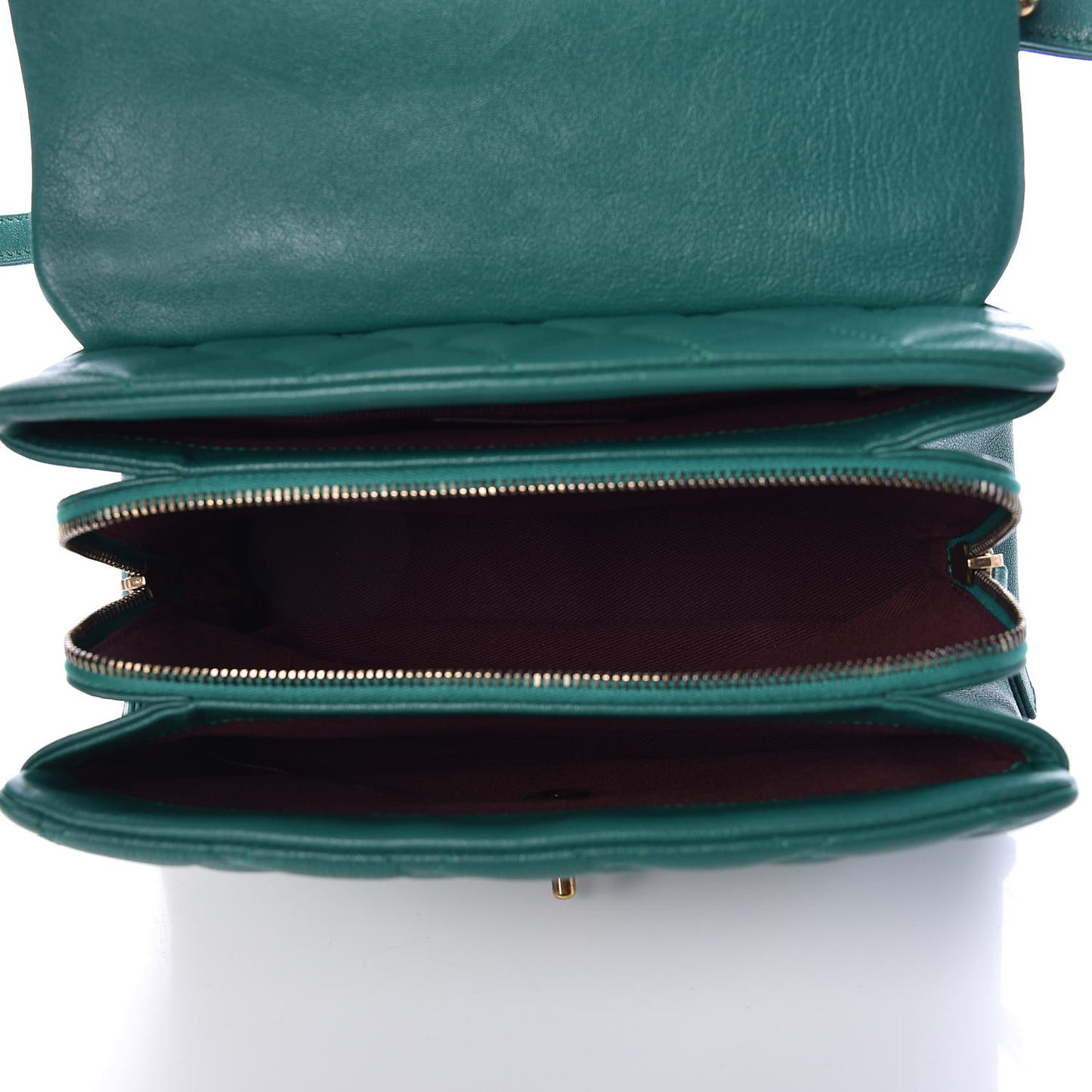 Shiny Sheepskin Quilted Small Trapezio Flap Green