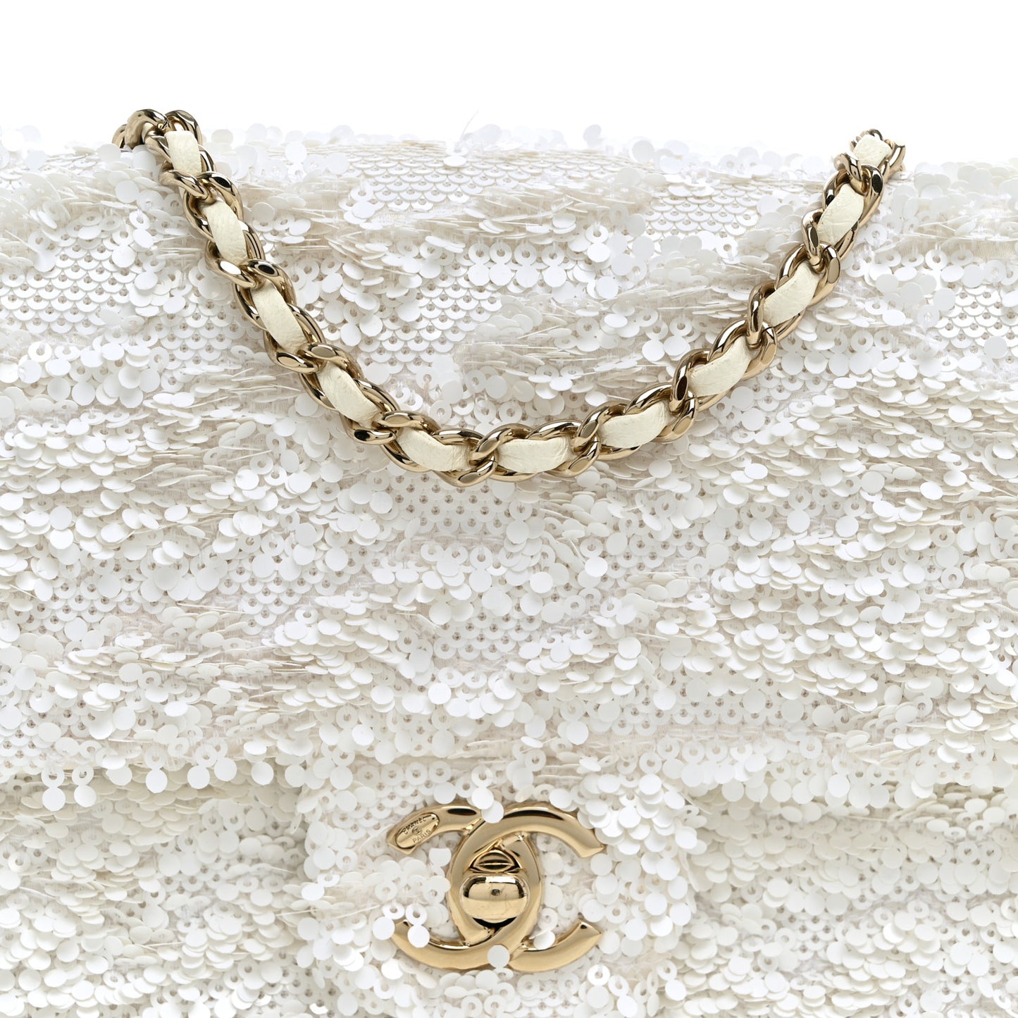 Sequin Mini Rectangular Flap White