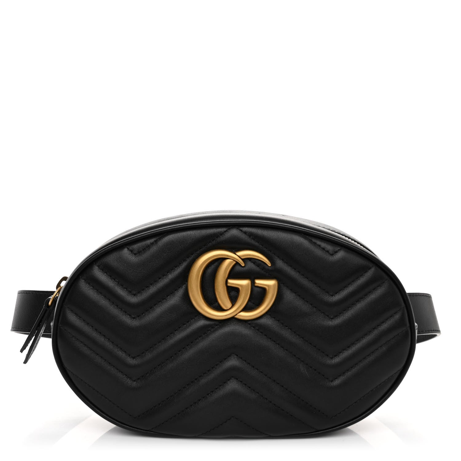 Gucci Calfskin Matelasse GG Marmont Belt Bag 85 34 Black 1 of 11