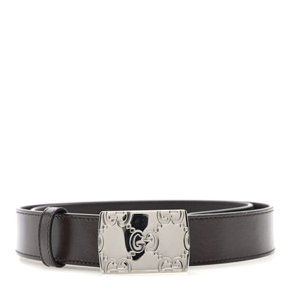 Gucci Plutone Calfskin Plaque GG 30mm Belt 90 36 Cocoa 1 of 8