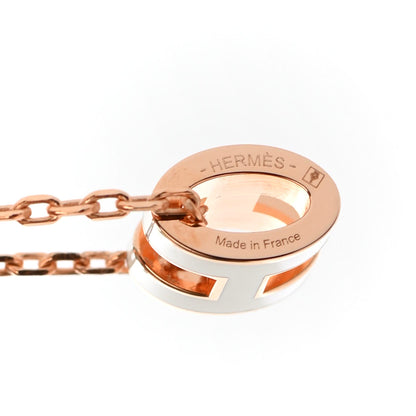 Hermes Lacquered Rose Gold Mini Pop H Pendant Necklace White 4 of 4
