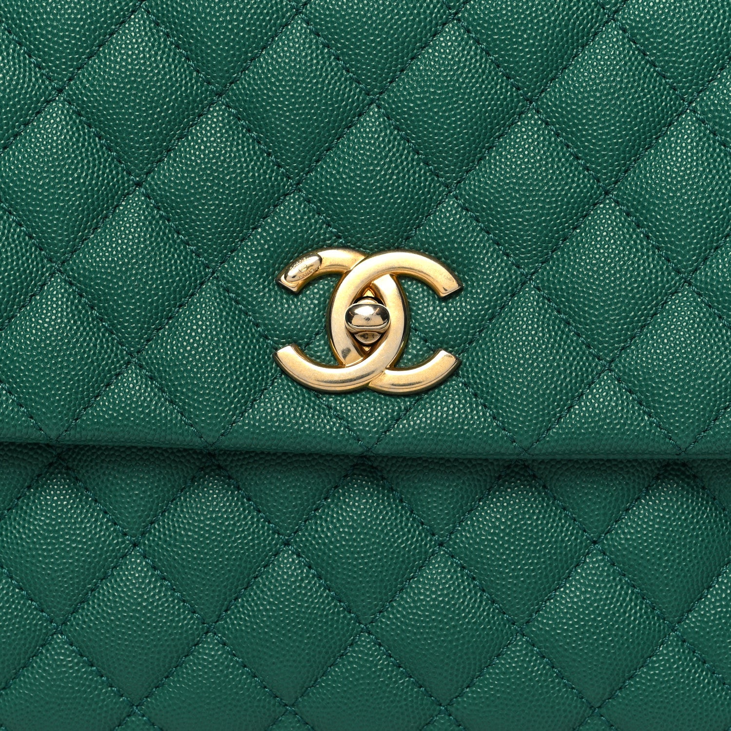 Chanel Caviar Quilted Medium Coco Handle Flap Green 8 of 11