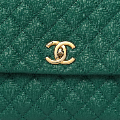 Chanel Caviar Quilted Medium Coco Handle Flap Green 8 of 11
