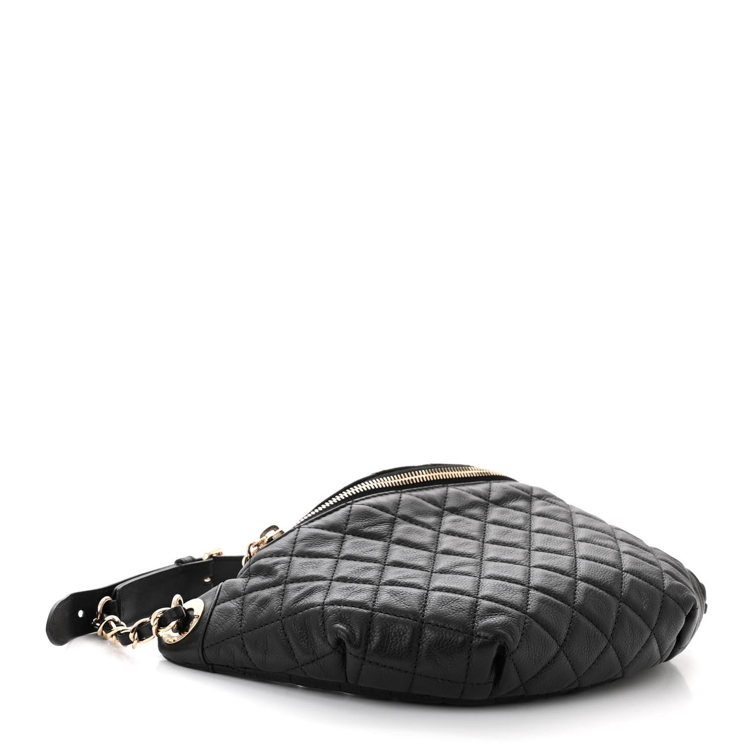 Chanel Calfskin Quilted Banane Waist Bag Fanny Pack Black 4 of 12