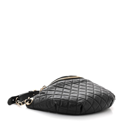 Chanel Calfskin Quilted Banane Waist Bag Fanny Pack Black 4 of 12