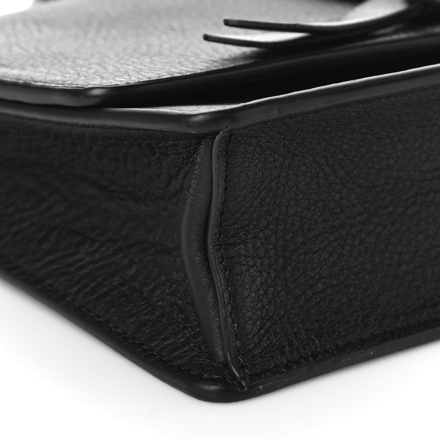 Grained Calfskin Alphabet Clutch Shoulder Bag Black