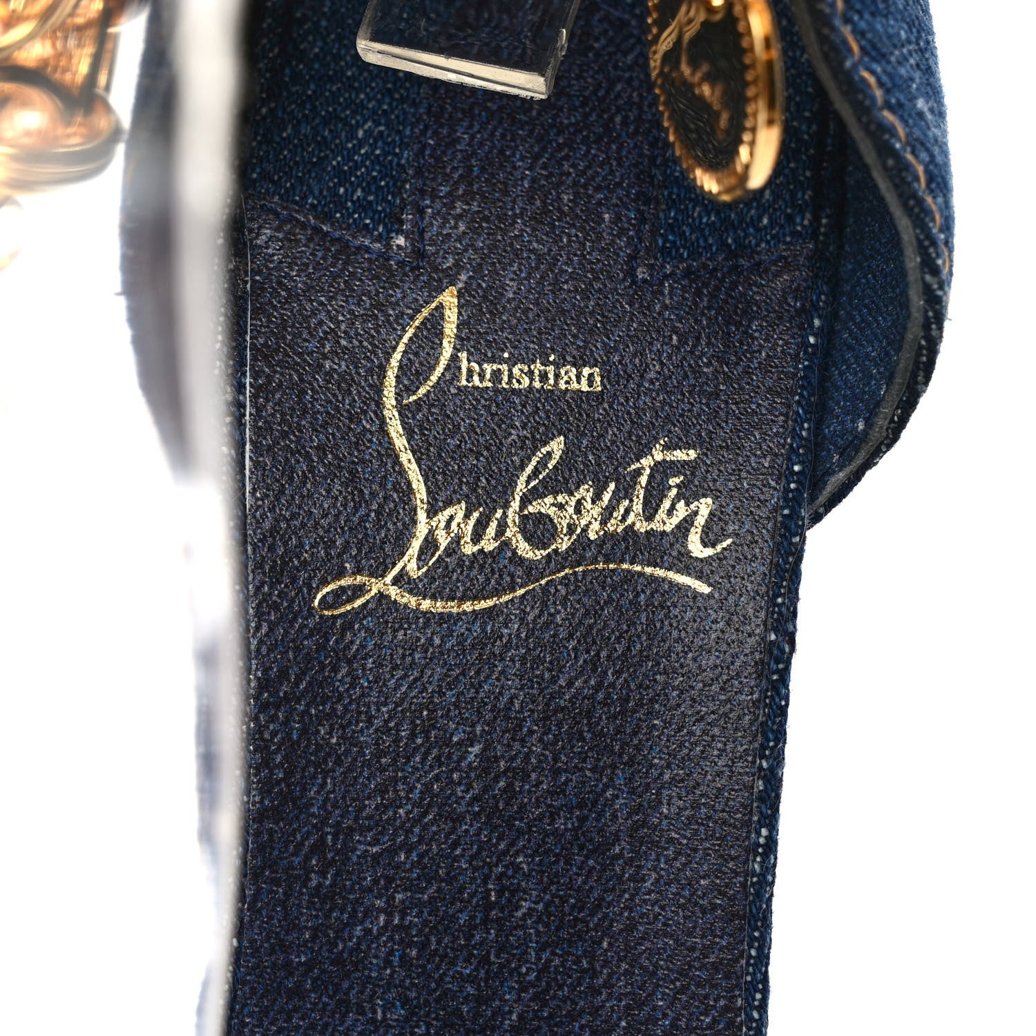 Christian Louboutin Denim Gourmi 100 Sandals 37 Blue Gold 7 of 8