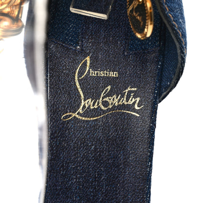 Christian Louboutin Denim Gourmi 100 Sandals 37 Blue Gold 7 of 8