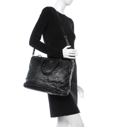 Prada Nappa Antique Breifcase Black 2 of 9