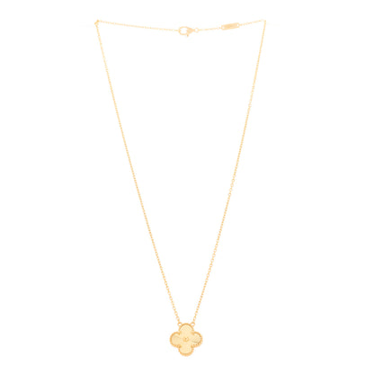 Van Cleef & Arpels 18K Yellow Gold Guilloche Vintage Alhambra Pendant Necklace 3 of 6