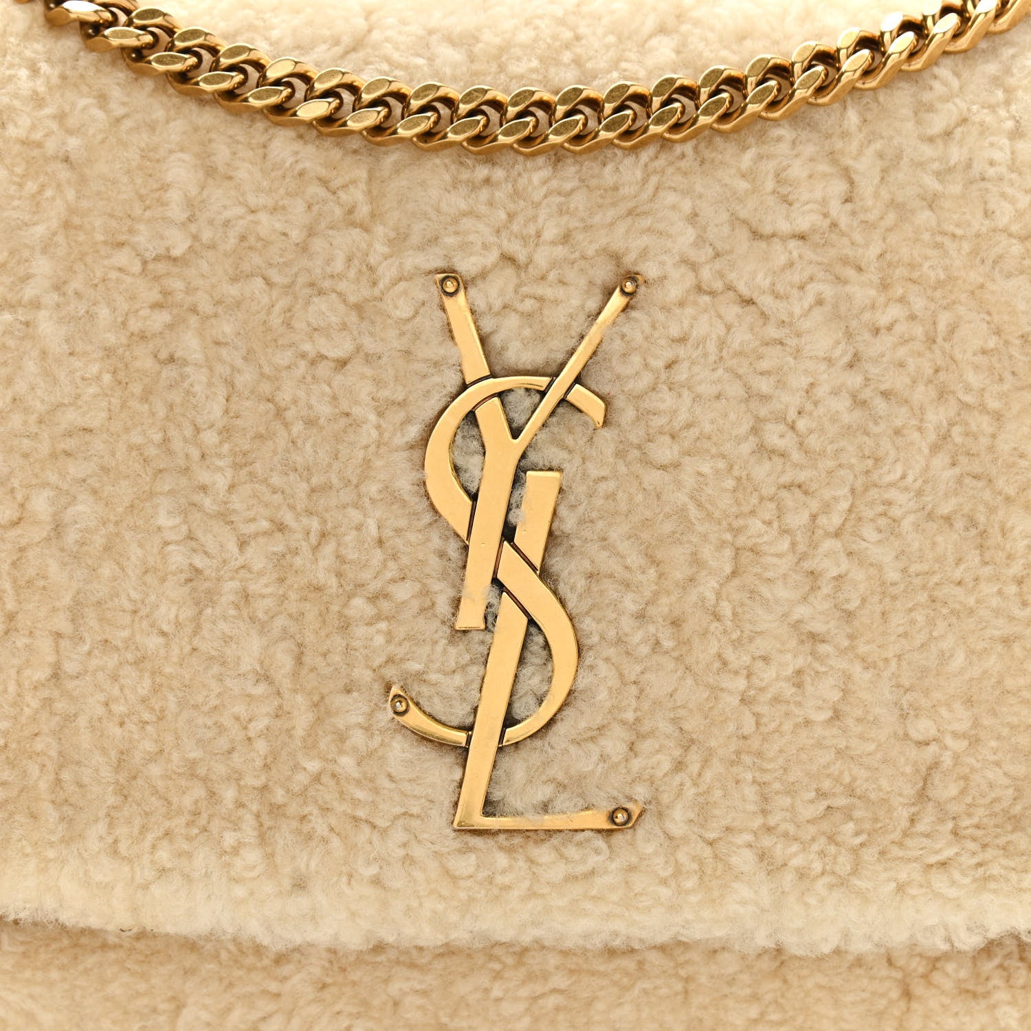 Saint Laurent Shearling Small Monogram Kate Satchel Beige 14 of 14