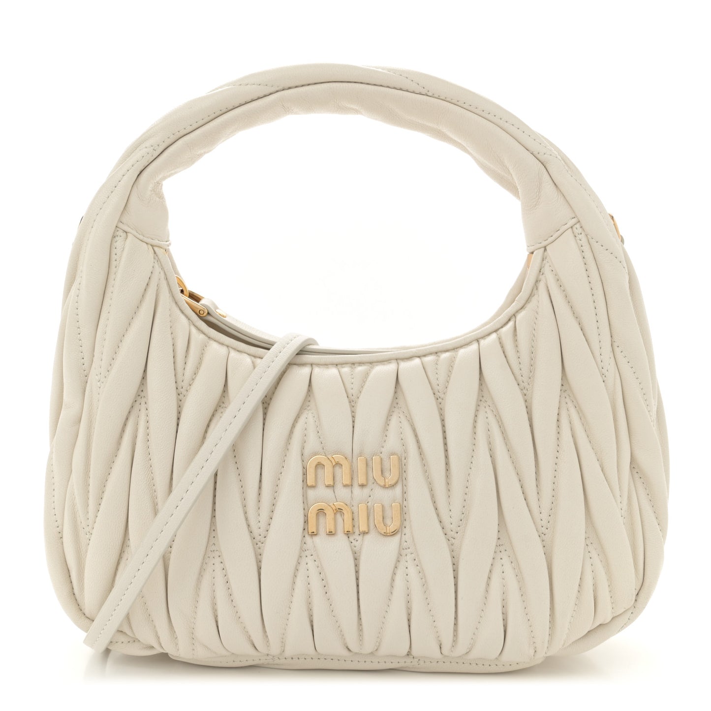 Nappa Matelasse Small Wander Hobo White